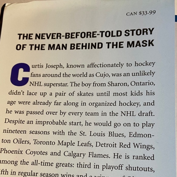 CUJO Book by Curtis Joseph -Autographed copy! - Picture 2 of 6